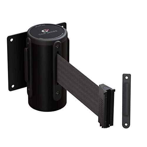 Crowd Control Warehouse 11 Ft Fixed Wall-Mount Retractable Belt Barrier - color: Dark Grey, size: Solid Color