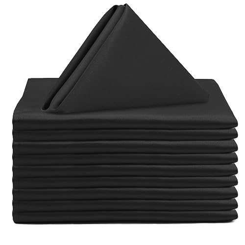 YOUR CHAIR COVERS - 10 Pack 20 Inch L'Amour Satin Napkins Black, Oversized, Double Folded and Hemmed Table Napkins for Restaurant, Bistro, Wedding, Thanksgiving and Christmas - color: Black