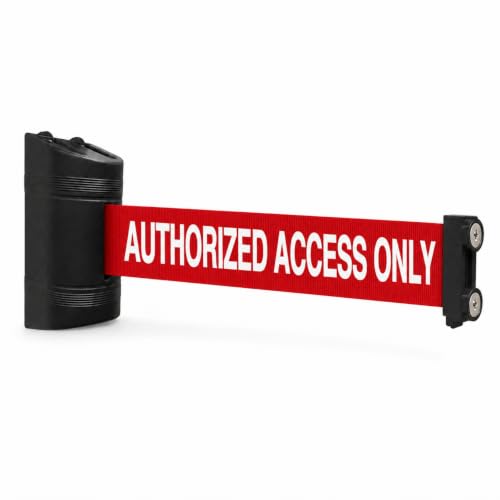 Magnetic Retractable Wall Barrier - Temporary Crowd Control Tool for Safety Queue Solution - 120" Belt Length Coverage with Strong Magnets by VIP Crowd Control (120" Authorized Access Only) - color: 120" Authorized Access Only