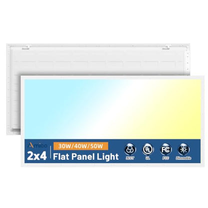 Amico 2 Pack 2x4 LED Flat Panel Light with 3CCT Selectable, 50W, ETL/FCC - size: 2x4