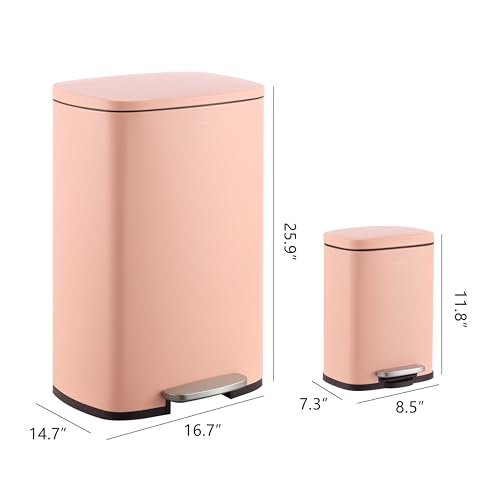 happimess Connor 2-Piece Iron Trash Can, Flamingo Pink - color: Flamingo Pink