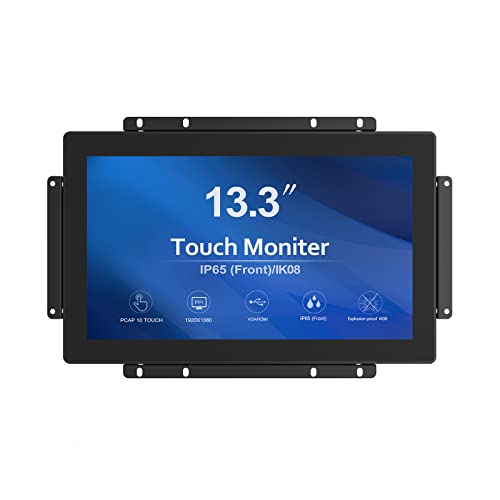 GreenTouch 13.3 Inch 10 Points Open Frame Touch Display, Industrial PCAP Touchscreen Monitor, VGA+HDMI+DVI Port - 16:9 - size: 13.3 in