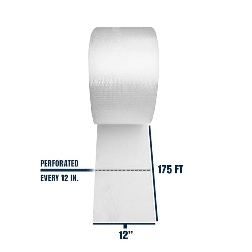 Bubble Cushion Wrap Roll 12 Inch x 175 Feet Total 3/16 Small Bubbles Perforated Every 12" for Packaging Moving Shipping Boxes Supplies 1 Roll 12'' Wide 175 Feet - size: 175 ft x 12" Wide