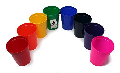 Rolling Sands USA Made 16 oz Reusable Plastic Stadium Cups, 8 Pack, Rainbow - color: Rainbow