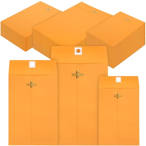Teling 50 Pcs Manilla Clasp Envelopes Kraft Closure - color: Yellow, size: 5*7.5,6*9,7*10