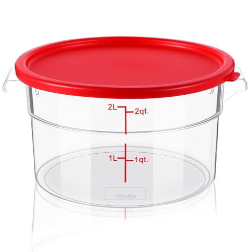 Ziliny 1 Pcs 2 Qt Dough Proofing Container with Lid and Red Scale, Red - color: Red, size: 2 Qt