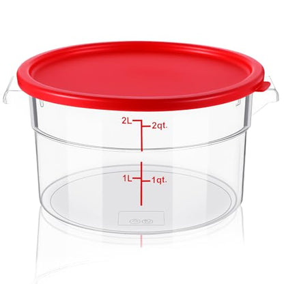 Ziliny 1 Pcs 2 Qt Dough Proofing Container with Lid and Red Scale, Red - color: Red, size: 2 Qt