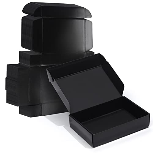 ZBEIVAN 9x6x2 Black Small Shipping Boxes, 20 Packs Corrugated Cardboard Mailer Boxes for Packaging Small Business Mailing Gifts Wrap Boxes with Lids - color: black, size: 9x6x2