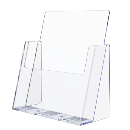 Marketing Holders Flyer Holder for 8.5" Magazines Clear Acrylic Countertop Printed Literature Display with Slant Back Design for Reception Areas and Libraries