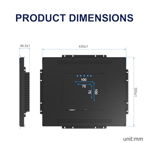 1280x1024 Industrial Touch Display, 19 Inch 10-Point Open Frame Touch Monitor, 1280x1024 Multi-Touch Screen Monitor, with HD-MI VGA Interface for Industrial Retail Commercial - size: 19.0