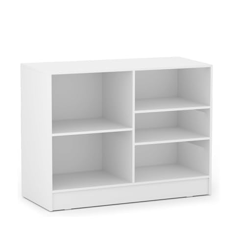 48”W * 20”D * 38”H - Cash Wrap Wood Counter - White Register Counter with 3 Heights Adjustable Shelf - color: White, size: 4 FT
