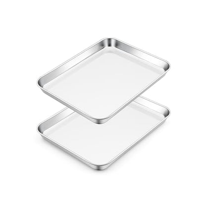 E-far 10.5” x8.3” Baking Sheet Set of 2, Stainless Steel Toaster Oven Tray - size: 10.5"x8.3"