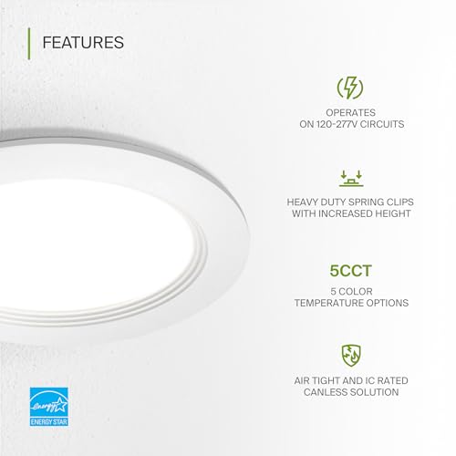 ASD LED Recessed Lighting 6 Inch, Round Commercial Downlight, Mini Panel with Baffle Trim, 6" 15W 120-277V CCT Selectable 2700/3000/3500/4000/5000K, Dimmable Ceiling Light Fixture, White, ETL - color: 1 Pack, size: 6 Inch White