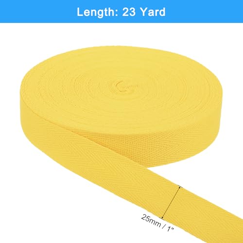 uxcell 23 Yards Cotton Twill Tape, 1-inch Herringbone Webbing Ribbon Bias Binding Tapes for Clothes Sewing, DIY Crafting (Bright Yellow) - color: Bright Yellow, size: 1-inch