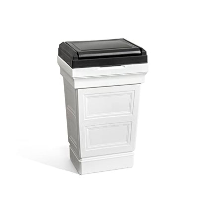 Step2 Atherton Large Garbage Container, Indoor/Outdoor Trash Can with Lid, Weather Resistant, Made of Durable Plastic, Weather-Resistant, Classic White - color: Classic White