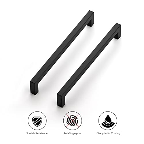 Ravinte Matte Black Cabinet Handles Square Pulls 8-4/5 Inch 10 Pack - size: 9-1/4 Inch (8-4/5 Inch Hole Center)