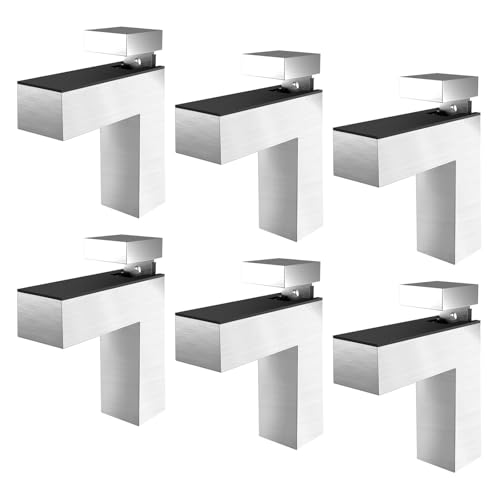 Floating Glass/Wood Shelf Bracket 6 Pcs Adjustable Clamp for 3~28mm Glass & Wooden Shelves, Heavy Duty Zinc Alloy Hardware, Rust Resistant for Bathroom Storage - color: Silver, size: 6 Pieces