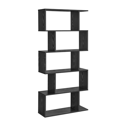 VASAGLE 5-Tier Bookcase, Open Storage, 27.6 x 9.5 x 62.6 Inches - color: Ebony Black, style: 5-Tier (27.6"W)