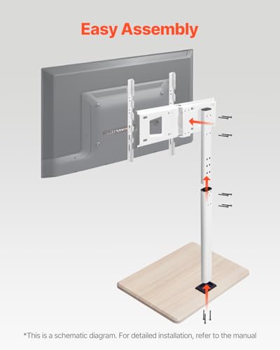 VEVOR Rolling TV Stand, Mobile TV Cart for 32-70 Inch Screens, 25° Left-Right Rotation and Height Adjustable TV Mount on Wheels, Holds up to 99 lbs for Corner, Bedroom, Outdoor, Max VESA 600x400mm - style: without Trays
