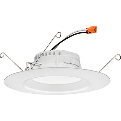 Juno 5"/6" Inch LED Recessed Lighting, RetroBasics Series LED Downlight Trim Kit, Regressed 5"/6" Ceiling Light with 5-in-1 Switchable White Color, 860 Lumens, Baffle Trim, Matte White (6-Pack) - color: Switchable White, size: 5/6-Inch (6-Pack), style: St
