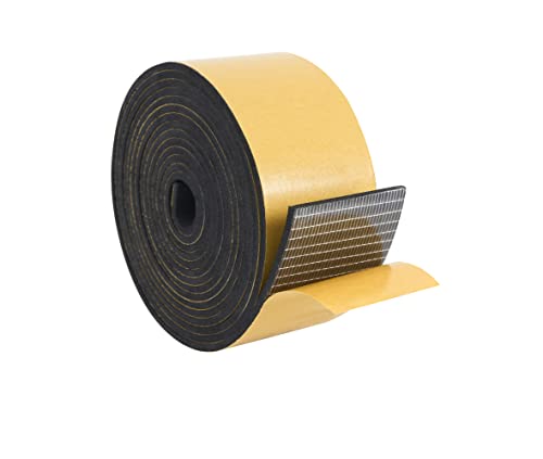 High Density Foam Weather Stripping Door Seal Strip Insulation Tape Roll for Insulating Door Frame, Window, Air Conditioner | Self Adhesive Sealing Weatherstrip (2 in x 1/4 in x 10 Ft, Black) - color: Black, size: 2 In x 1/4 In x 10 Ft