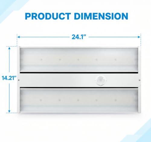 295W Linear LED High Bay Light with PIR Motion Sensor – 41300 Lumens, 5000K Daylight, 1000W Metal Halide Equivalent, UL Damp Rated, 120–277V, Suspended Mount, Warehouse & Industrial Lighting (10 Pack) - color: 10 Pack, size: 295W