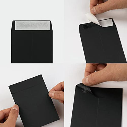 100 Pack Seed Envelopes Self-Adhesive, 3 1/4 x 4 1/2 inches, Black - color: Black