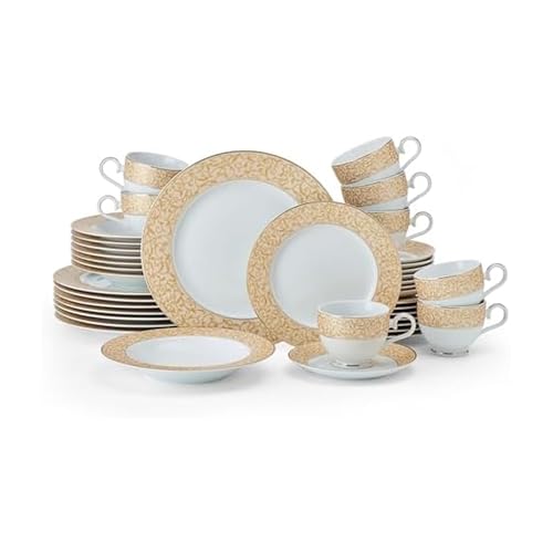 Mikasa Parchment Gold 40 Piece Dinnerware Set, Service for 8 - color: Parchment Gold