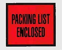 4 1/2 x 5 1/2" Red "Packing List Enclosed" Envelopes