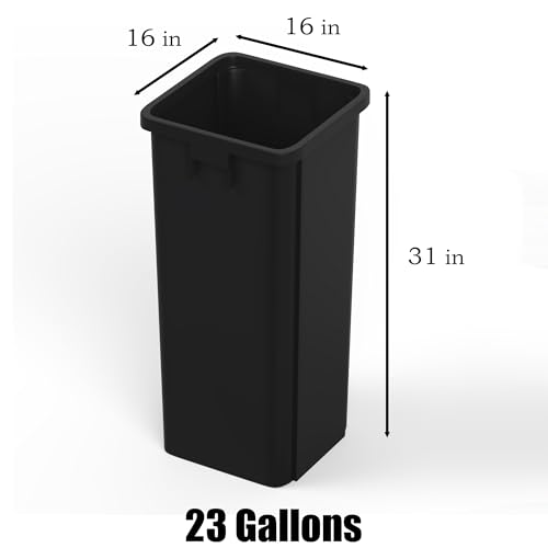 23 Gallon Black Square Commercial Trash Garbage Can | Outdoor Office Restaurant School Kitchen - color: Black, size: 23 Gallon, style: Trash Can