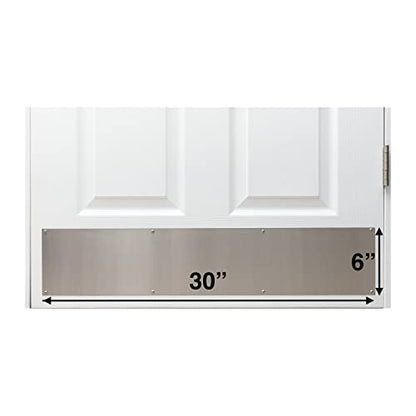 Stainless Door Kick Plate, 6" x 30" Size, for Door Widths 32", Made in USA - size: 6" x 30" (32" Door)