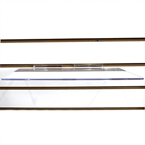 Large Clear Acrylic Slatwall Shoe Shelf, 6" D x 12" L Flat Plastic Display Shelf Made with .16" Thick Styrene, 20 Pack - size: 20 Pack