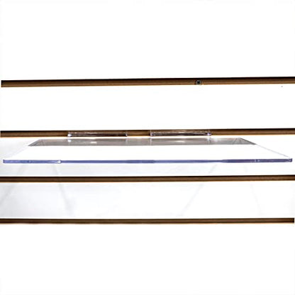 Large Clear Acrylic Slatwall Shoe Shelf, 6" D x 12" L Flat Plastic Display Shelf Made with .16" Thick Styrene, 20 Pack - size: 20 Pack