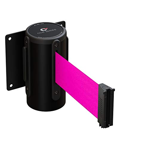 Crowd Control Warehouse Fixed Wall Mount Retractable Belt Barrier, 11 Ft - color: Fluorescent Pink, size: Solid Color