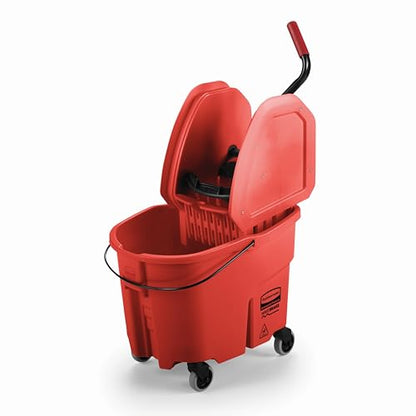 Rubbermaid Commercial Products WaveBrake 35QT Down-Press Mop Bucket, Red