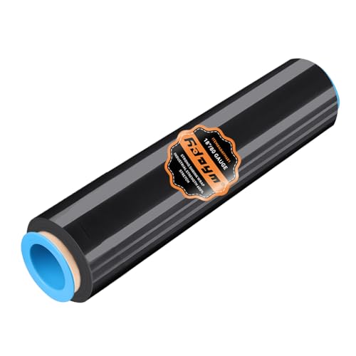 ADAYM 18" x 1500' Stretch/Shrink Wrap Roll - Plastic Wrap for Moving, Heavy Duty 80 Gauge, 600% Stretch for Packing, Pallets, Shipping&Furniture Protection with Handles - style: 1 roll-Black