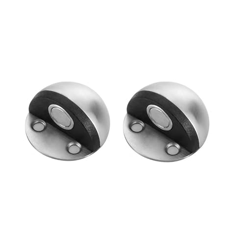 Magnetic Door Stop, Cushioning Bumper & Draft Hold, 2-Pack, Silver - color: Silver