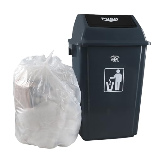 18 Gallon Large Swing Lid Trash Can, 4 Pack Plastic Garbage Can, Grey
