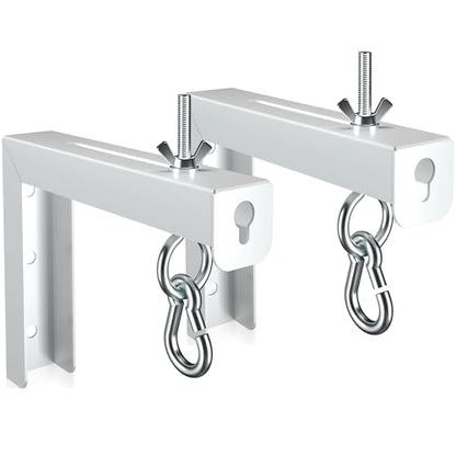 XINLEI Universal Projector Screen Wall Mount L-Brackets Hanging Ceiling Mount, 6 inch Adjustable Extension with Hook for Home Projector and Movie Screens, Hold up to 66 lbs, White PRL003W - color: White