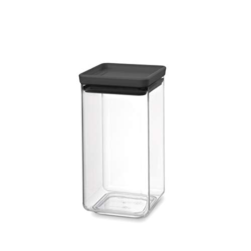 Brabantia Tasty+ Stackable Food Canister (Dark Gray / 0.4 Gal) BPA-Free Space-Saving Durable Jar with Silicone Seal Lid for Freshness - color: Dark Gray, size: 1.7 qt