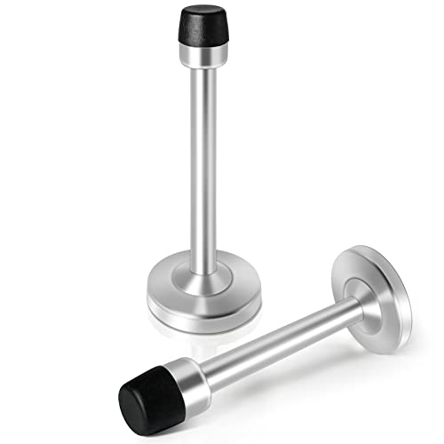 2 Pack Door Stop 5 Inch Long Door Stoppers Rubber Tips Stainless Steel Doorstop Wall Mounted - color: Silver, size: 5" x 2 Pack