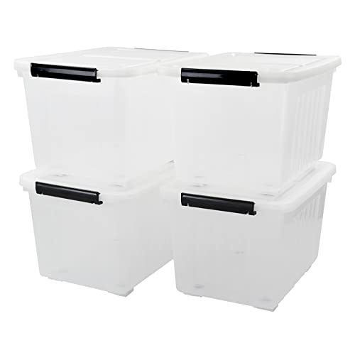 4-Pack 30L Plastic Storage Bin with Lid, Stackable Containers Box - size: 30 L
