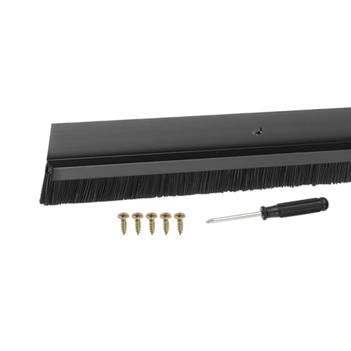 Door Sweep Aluminum Alloy Brush Sweeps Black - color: Black, size: 0.6 Inch