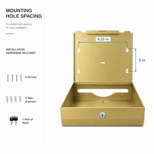 Stainless Steel Paper Towel Dispenser Wall Mount for Commercial Bathrooms - color: 3816-gold