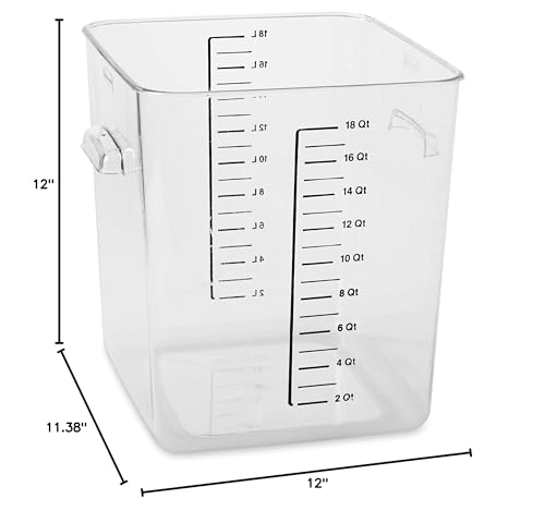 Rubbermaid Commercial Products Plastic Space Saving Square Food Storage Container, 18 Quart, Clear, for Kitchen/Sous Vide/Food Prep - size: 18 Qt., style: Container