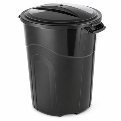 32 Gallon Outdoor Trash Can with Locking Lid, Plastic Garbage Bin - size: 32-Gallon Round