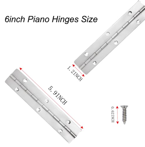 4PACK 6INCH Silver Continuous &Piano Hinge 0.05" Thickness/1.2" Open Width Heavy Duty Continuous Hinge with Holes for Cabinet Door Cases Woodworking Include Screws - color: Silver, size: 6INCH-1.2INCH
