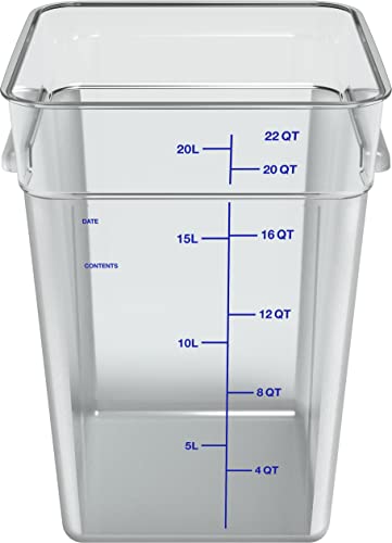Carlisle FoodService Products Squares Square Food Storage Container with Stackable Design for Catering, Buffets, Restaurants, Polycarbonate (Pc), 22 Quarts, Clear