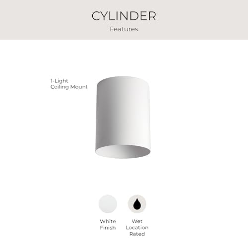 Progress Lighting 5-Inch Cylinder Outdoor Flush Mount Ceiling Light, White - color: White