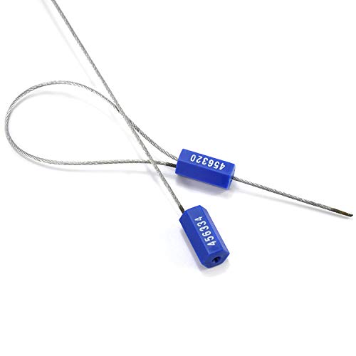 20pcs Security Marking Cable Seals Tamper Proof Steel Wire Seal Numbered Shipping Seals Disposable Pull Tight Self-Locking Cable Seal Truck, Trailers, Cargo, Containers Seal Ties Straps (Blue, 20pcs) - color: Blue, size: 20pcs